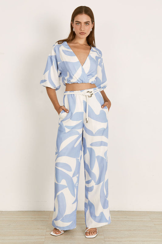 Mon Renn women's Clothing Sydney Surreal Top Blue Print