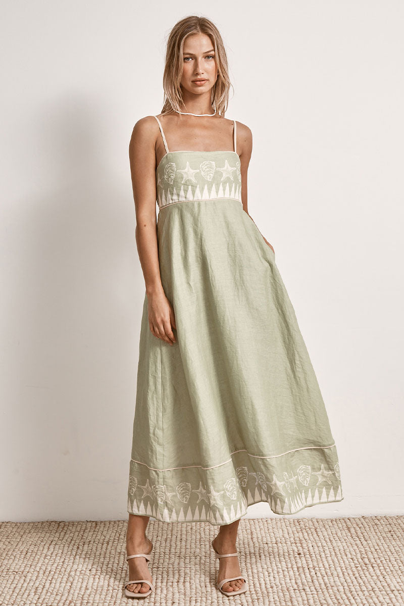 Mon Renn women's Clothing Sydney Swell Midi Dress Green