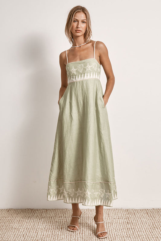 Mon Renn women's Clothing Sydney Swell Midi Dress Green