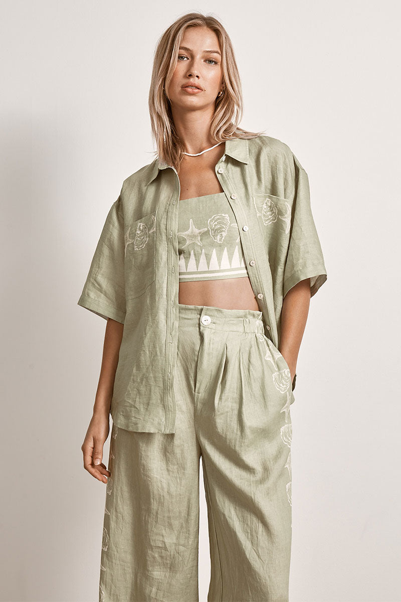 Mon Renn women's Clothing Sydney Swell Shirt Green
