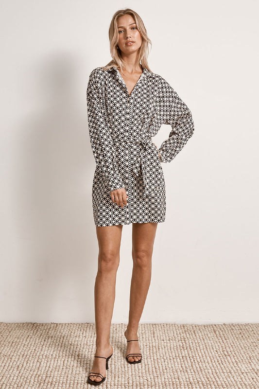 Mon Renn women's Clothing Sydney Moonlight Mini Dress Black and White