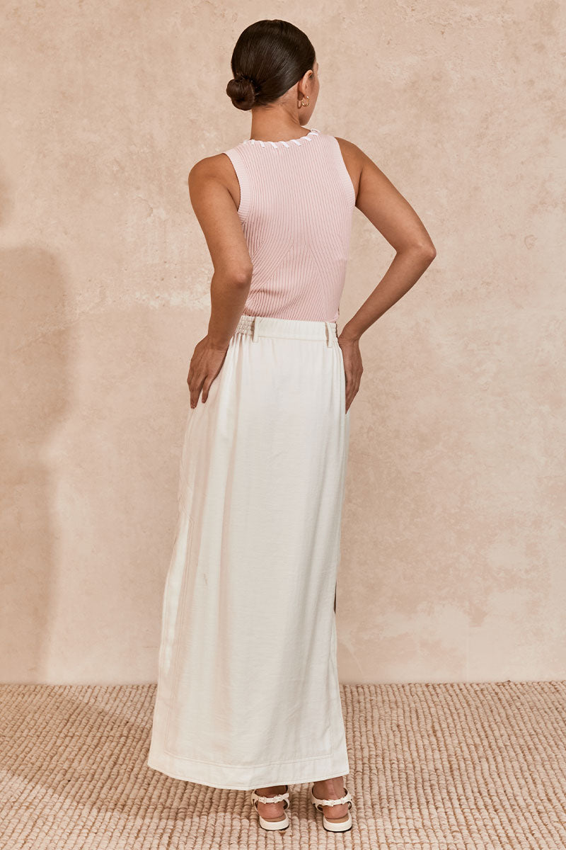 Mon Renn women's Clothing Sydney Diego Midi Skirt White