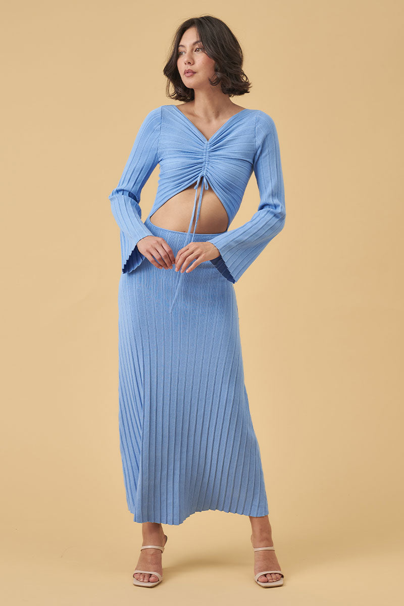 Mon Renn women's Clothing Sydney sense knit dress blue