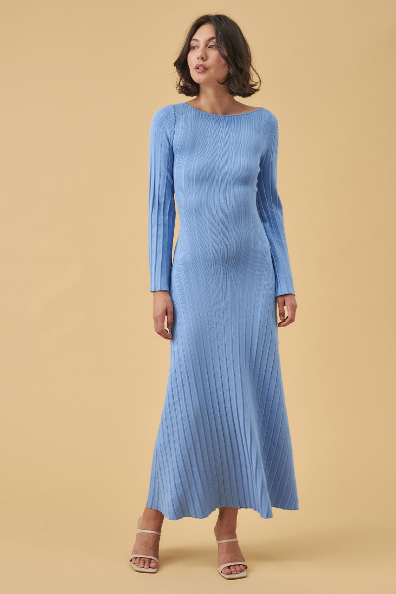 Mon Renn women's Clothing Sydney sense knit dress blue