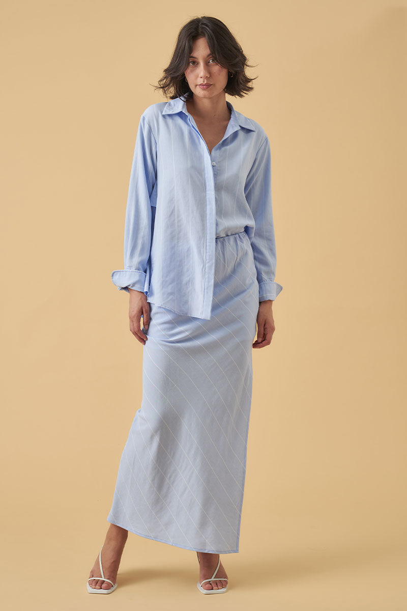 Mon Renn women's Clothing Sydney valley bias skirt blue 
