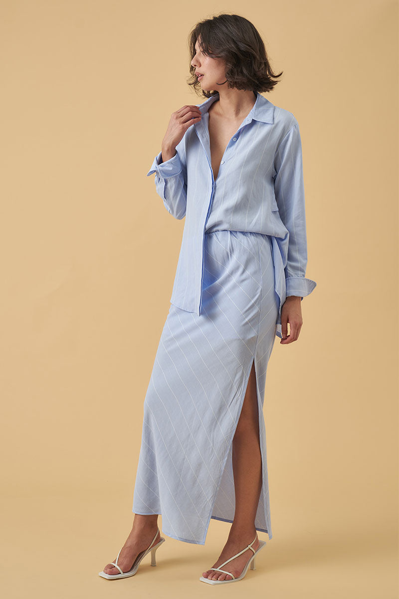 Mon Renn women's Clothing Sydney valley bias skirt blue