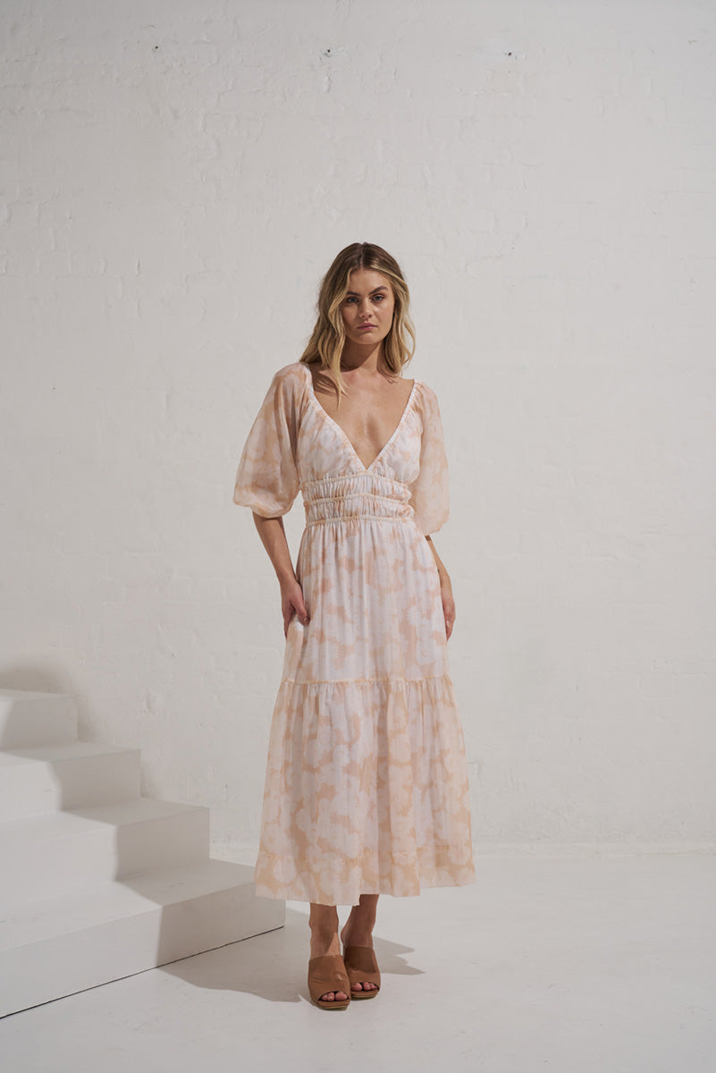 Monrenn women's Clothing Sydney Daze Floral Backless Midi baby pink