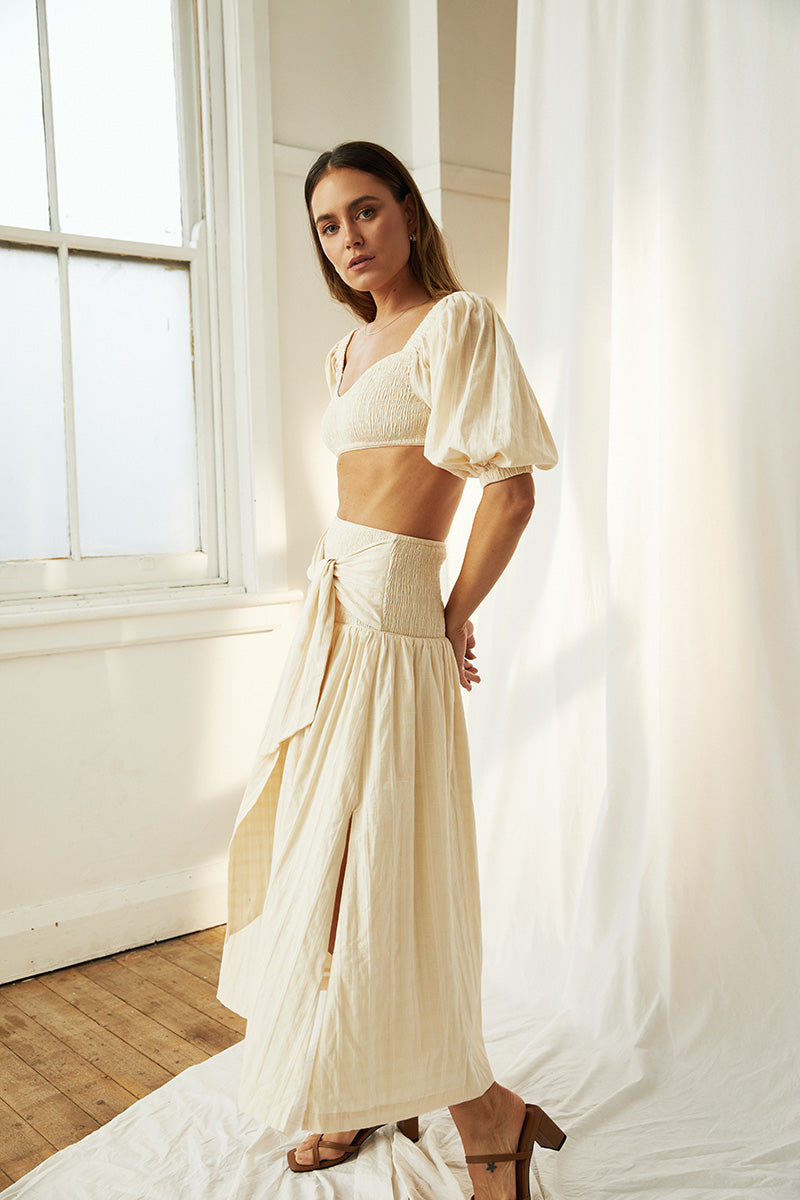 MON RENN SOFIA MIDI SKIRT - CRÈME