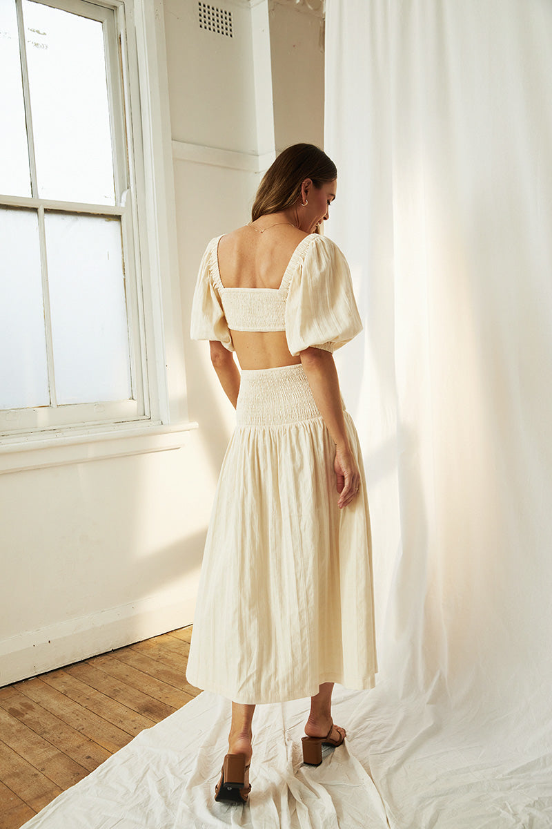 MON RENN SOFIA MIDI SKIRT - CRÈME