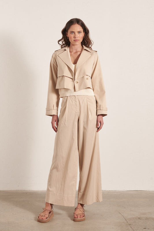 Mon Renn women's Clothing Sydney Riviera Crop Trench Beige 