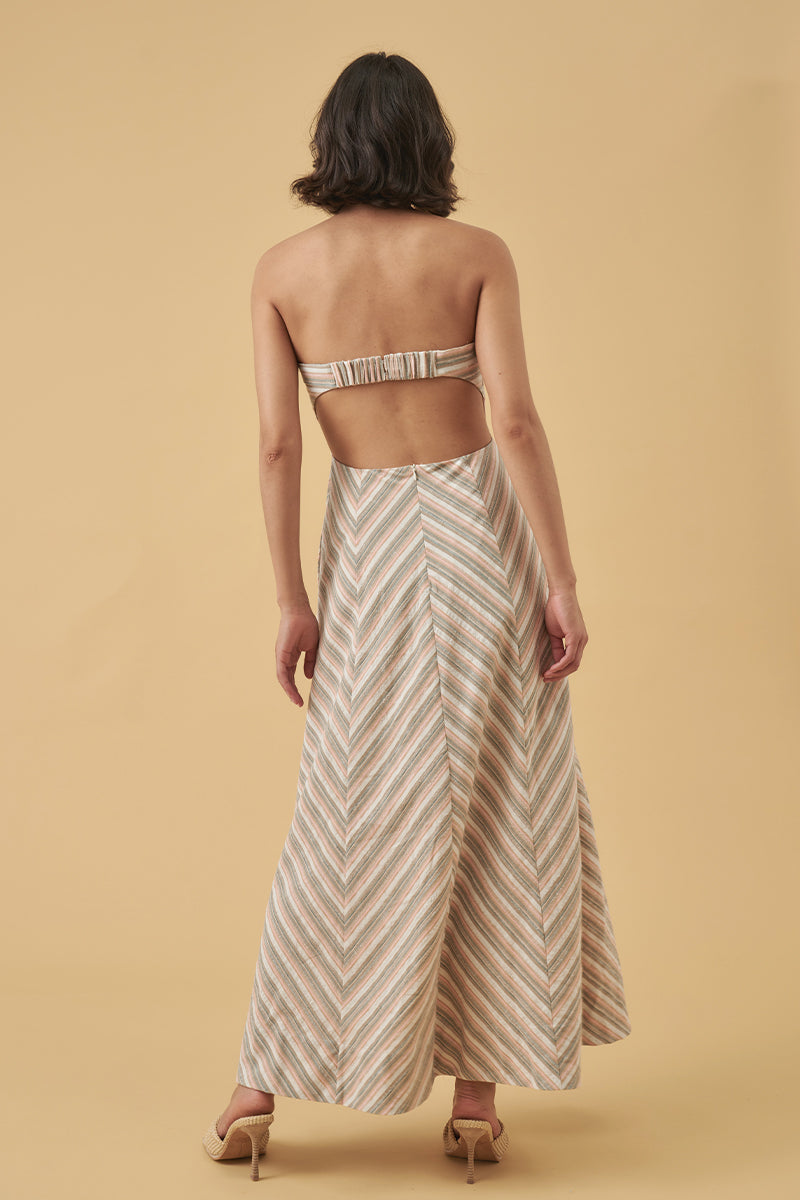 Mon Renn women's Clothing Sydney euphoria strapless dress stripe