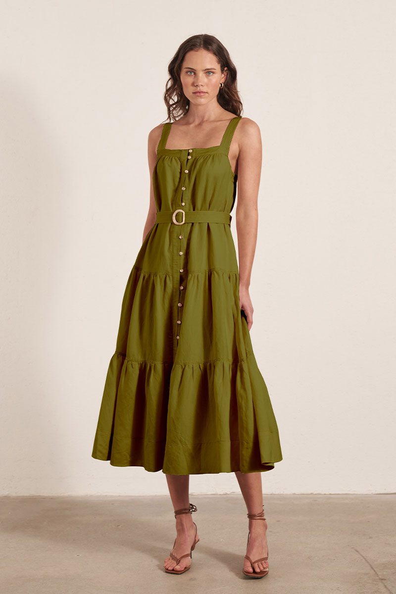 Mon Renn women's Clothing Sydney Green midi dress