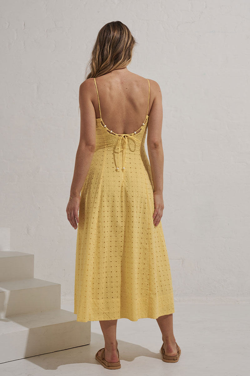 Monrenn Womens Clothing Sydney Radiate Midi Dress Yellow