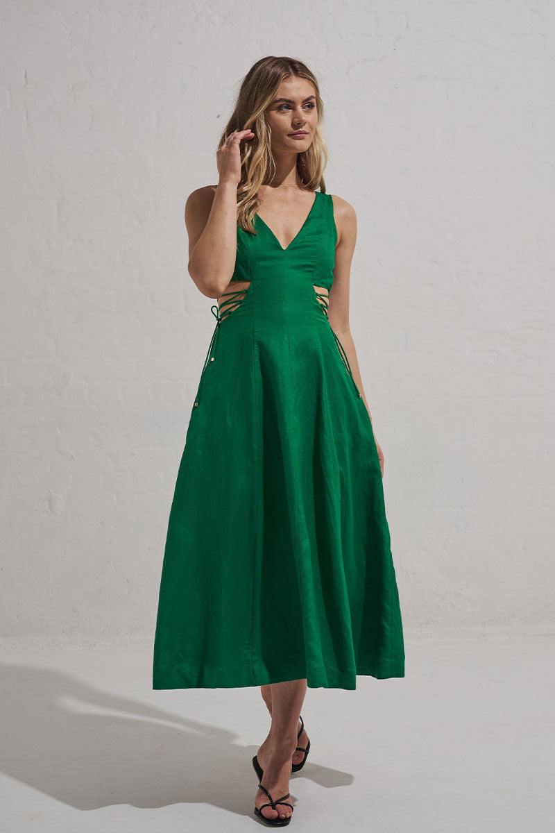 Monrenn Womens Clothing Sydney Willow Midi Dress Green